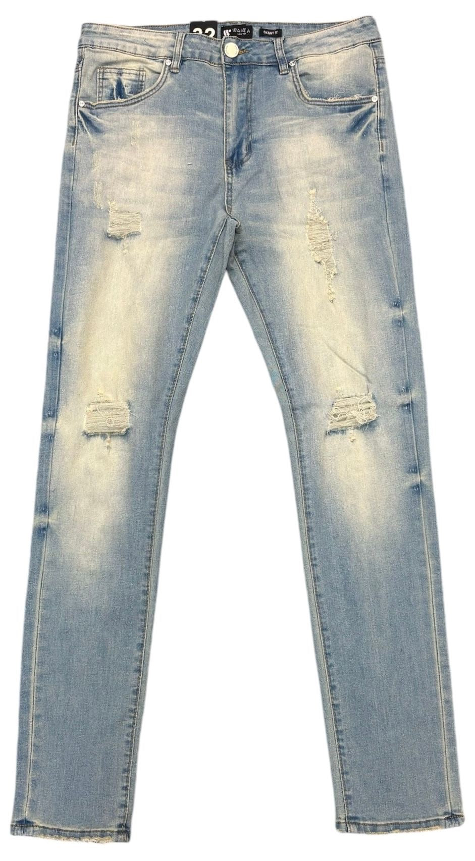 Men's Stone Wash Skinny Rip And Repair Jeans